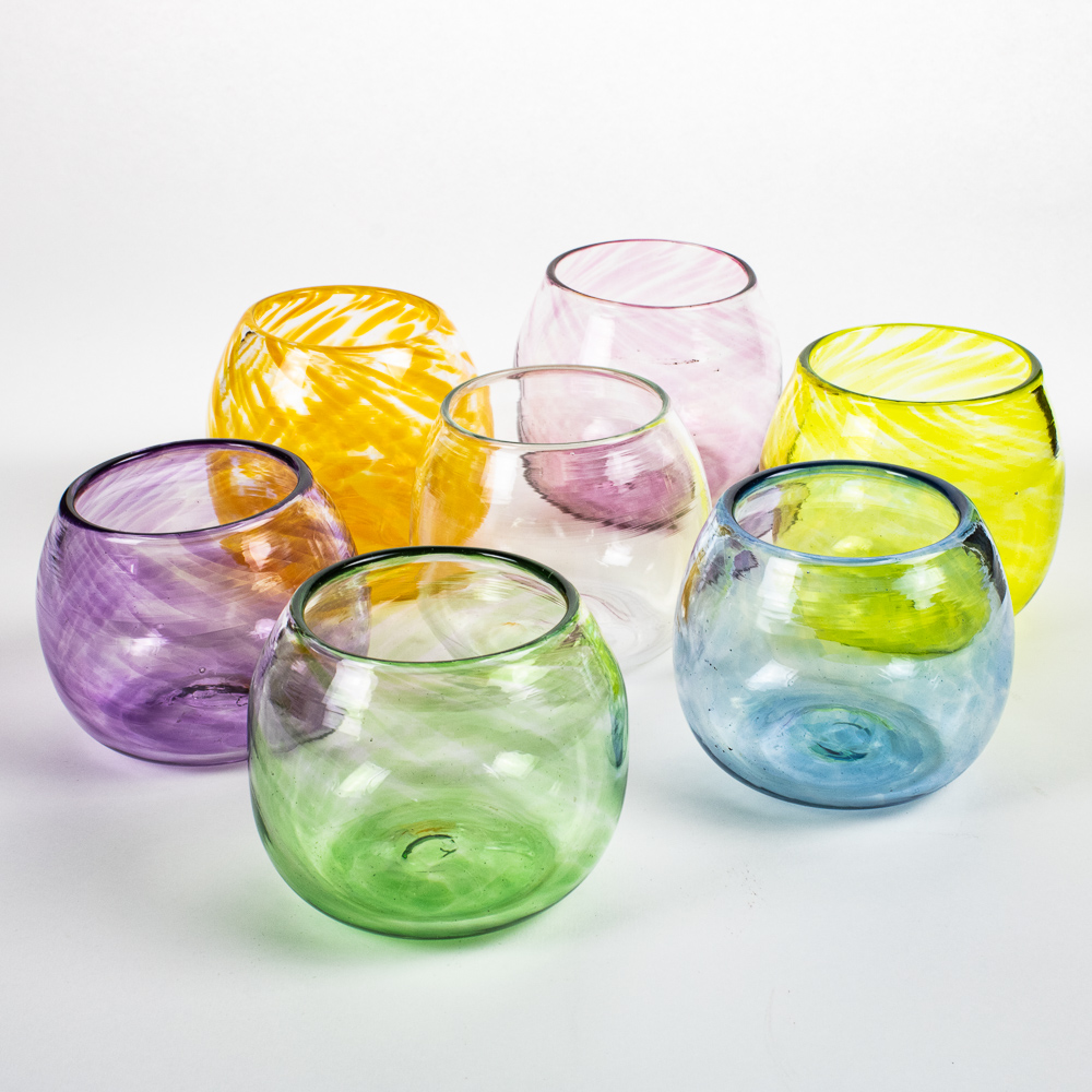 Colored Artisan Glassware from Oaxaca, Mexico